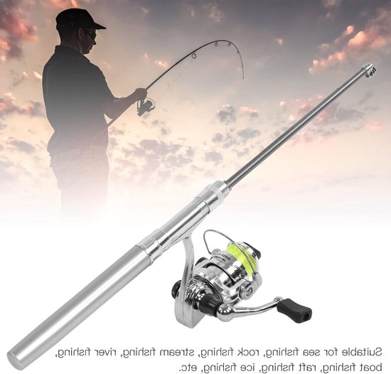 Byshayne- Hengel Mini Penvorm - Draagbare Hengel met Reel - Ultralicht Aluminium - Rotsvissen/Riviervissen/Zeevissen - Hoogwaardige Materiaal - 4,3:1 Snelheidsverhouding - Visstok van Byshayne — afbeelding 3