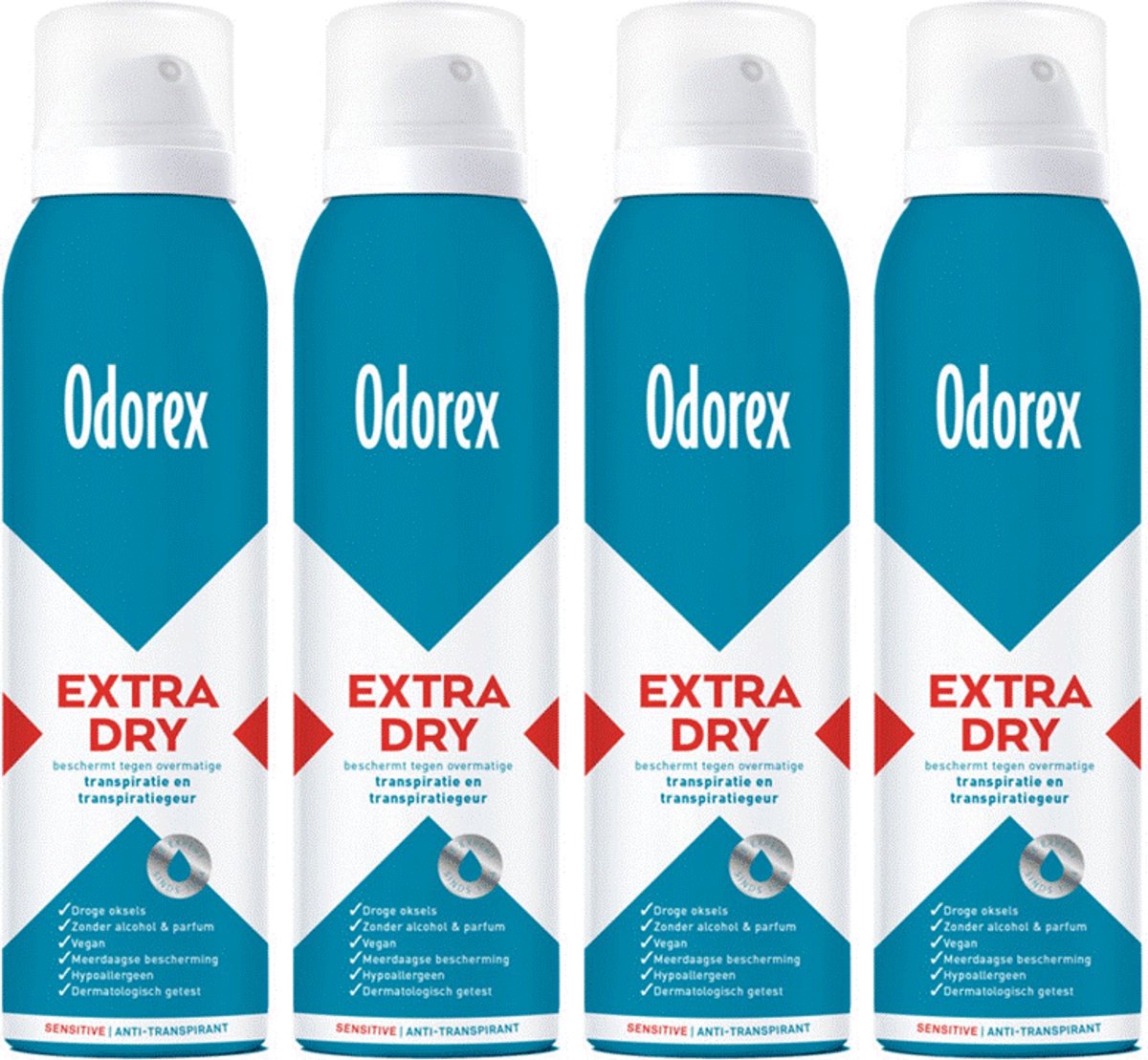 Odorex Extra Dry Deodorant Spray Sensitive - 4x 150ml - voordeelverpakking