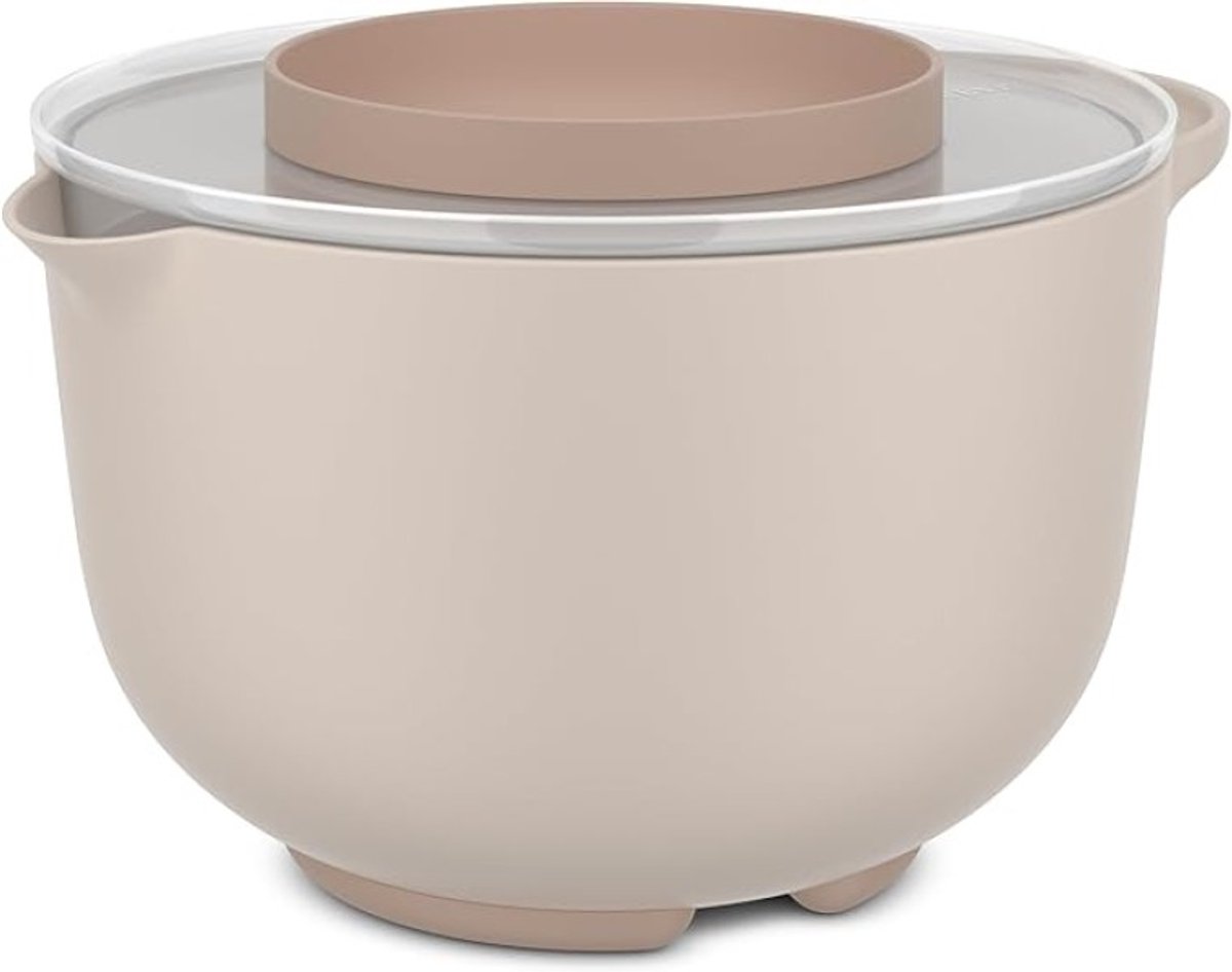 Mengkom met antislipbodem en spatdeksel, 3000 ml, beige