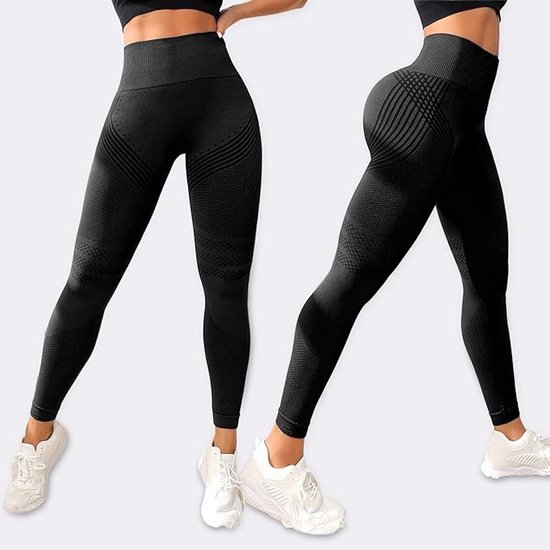 Anti-cellulitis-leggings - sportlegging voor dames - lange compressielegging billen push-up hoge taille ondoorzichtig - yoga pilates sportbroek - 1 stuk(S Donkergrijs) van Merkloos — afbeelding 2