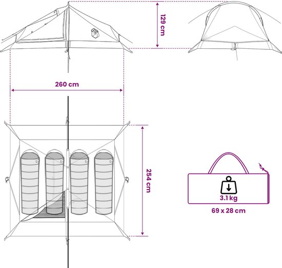 vidaXL - Backpacking - Tent - Camouflage - 4-persoons van Vidaxl — afbeelding 5