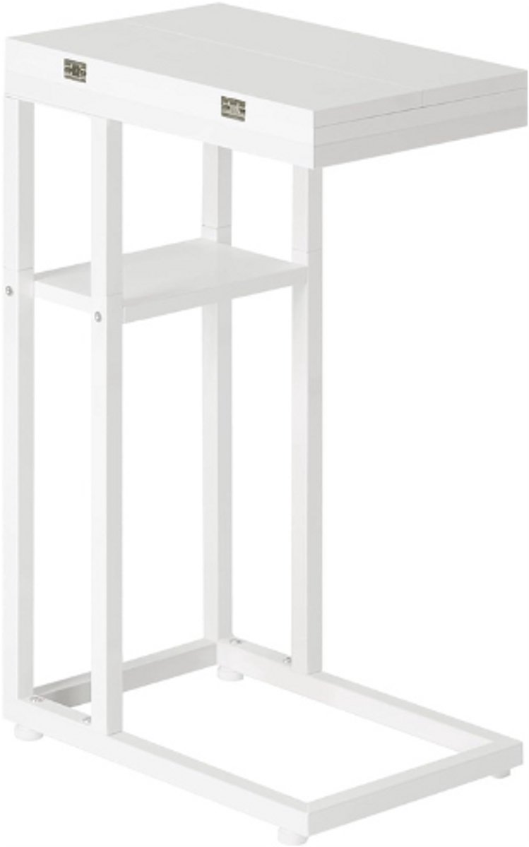Opvouwbare Bijzettafel C Vormige Bijtafel Met Opbergplank Kleine Snacktafel Voor Woonkamer Slaapkamer Kleine Ruimtes Wit