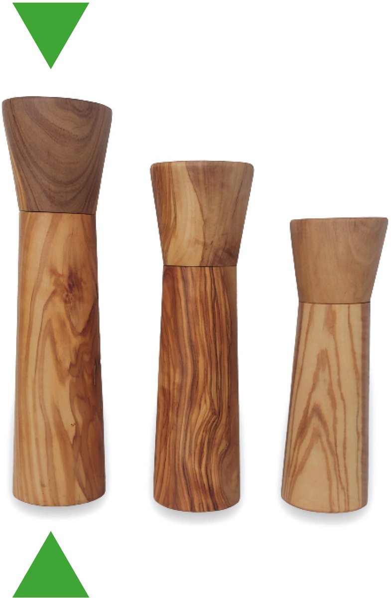Rizes Wood - Pure Olive Wood - olijfhouten Peper- of zoutmolen - Modern - Olijfhout - Peper - Zout - 23 cm - Cadeautip - Duurzaam!
