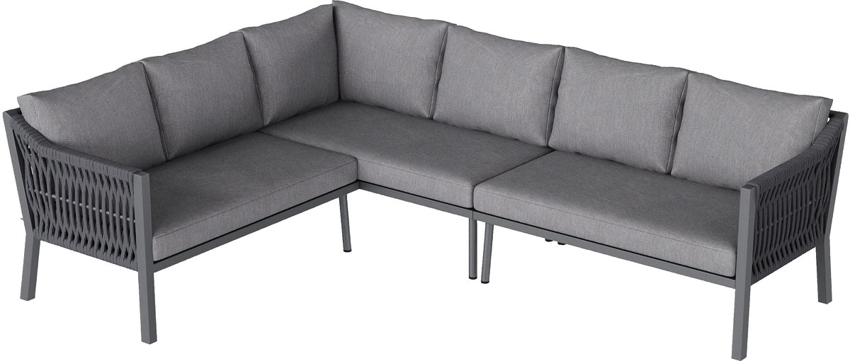BLACKCOLORS Tuin-eetset 8 pers: hoekbank met glazen tafels thumbnail 8