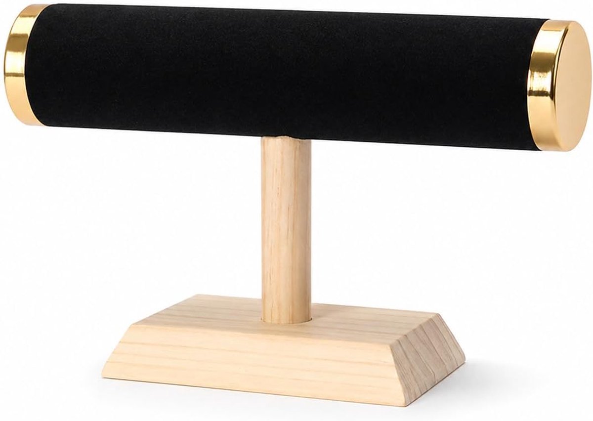 Horloge Stand - Horlogedisplay Toren - Draaibaar Ontwerp - Fluwelen Kussen - Houten Basis Zwart - 1 Laags - Voor Horloges Armbanden Haarbanden