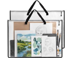 2-Pack Kunst Portfolio Map - 89.5 x 57.8 cm – Opbergmap met Rits en Handvat voor Posters, Tekeningen & Kunstwerken