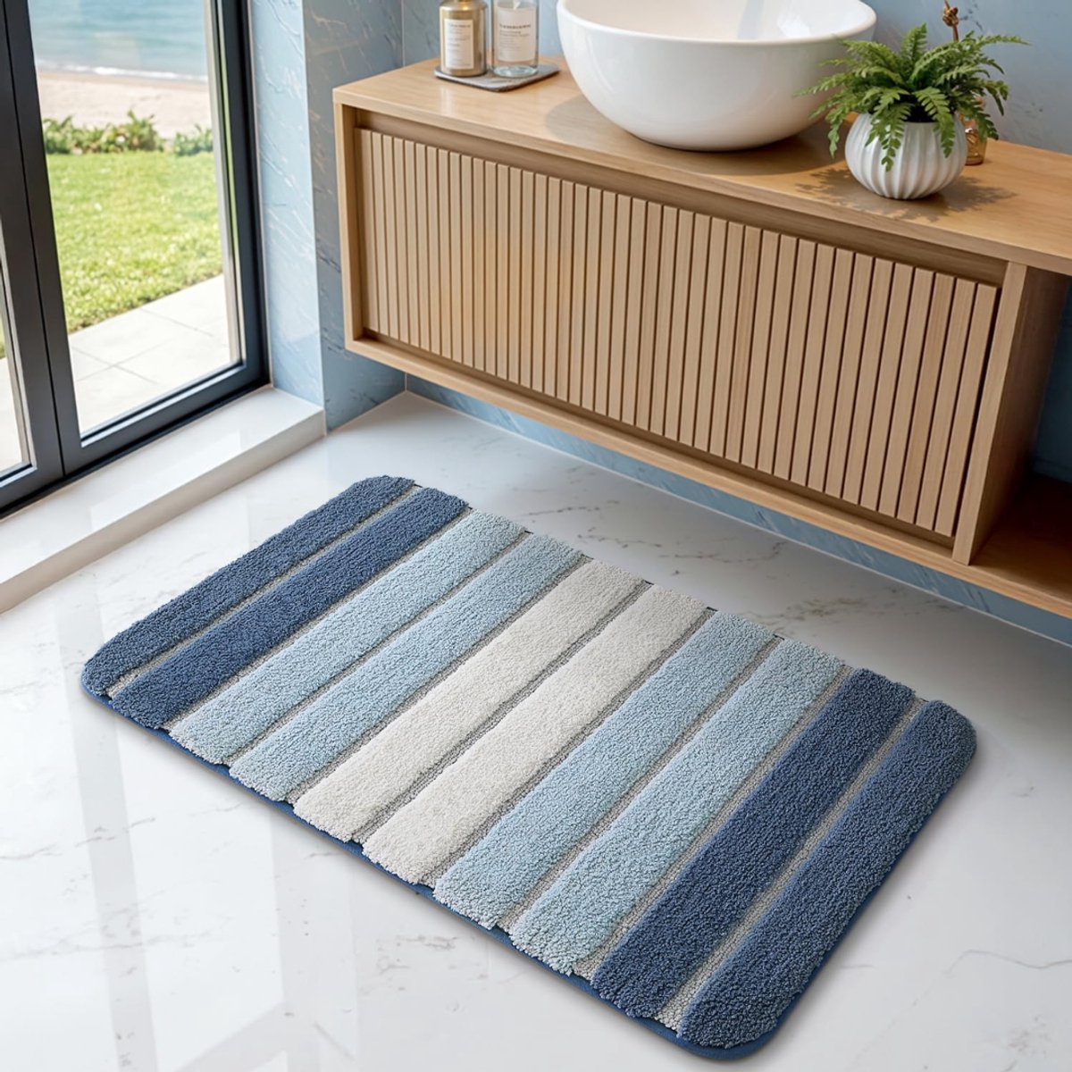 KAD® Badmat - Antislip & Ultra Zacht - Microvezel Douchemat - Blauw - 60cm x 40cm x 2cm