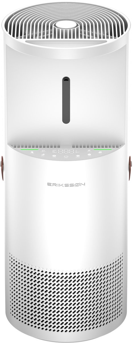 Erikssøn Luchtreiniger Air Pure Pro - Luchtbevochtiger Combo - 397 m3/u - Met Ionisator - Vermindert Stof En Pollen - Hepa 14 Filter - Air Purifier - Clean Air - Wit