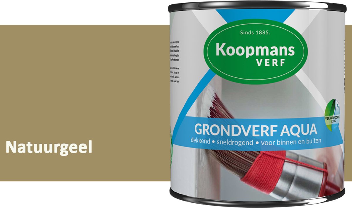 Koopmans Grondverf Aqua – Watergedragen Biobased Grondverf voor Hout & Metaal – Binnen en Buiten – Natuurgeel – 750 ml
