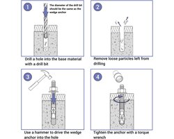 Wigankers M10 - Metalen pluggen boutanker - Metselwerk bevestiging - Beton uitbreidingsanker - 120 mm - Zilver