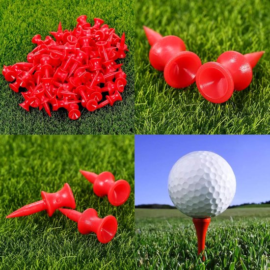 Dailygoods- Golf Tees 31 mm - Kunststof - Onbreekbaar - 100 Stuks - Rood - Duurzaam Materiaal - Golfhuls van Dailygoods — afbeelding 4