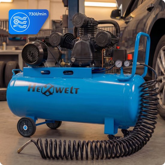 HEXWELT Compressor - Oliecompressor - 200 L - 8 bar - 5500 W - HEXWELT HW-KO-200L — afbeelding 3