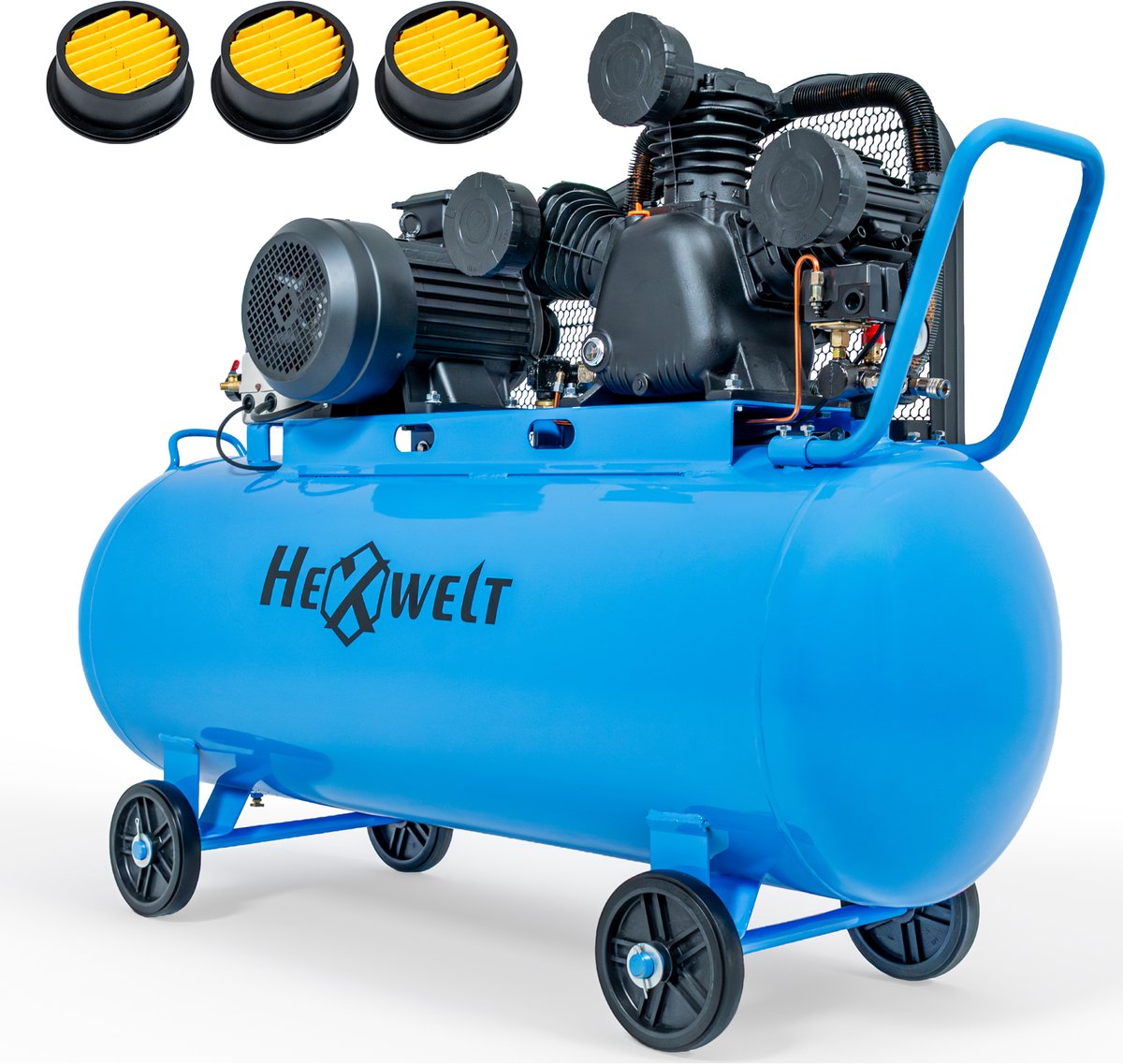 HEXWELT HW-KO-200L Oliecompressor 200L - 5500W - 730L/min - 8 Bar - 3 Cilinders compressor