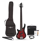 Chicago 5-snarige (LH) Trans Red Basgitaar + 15W Versterker