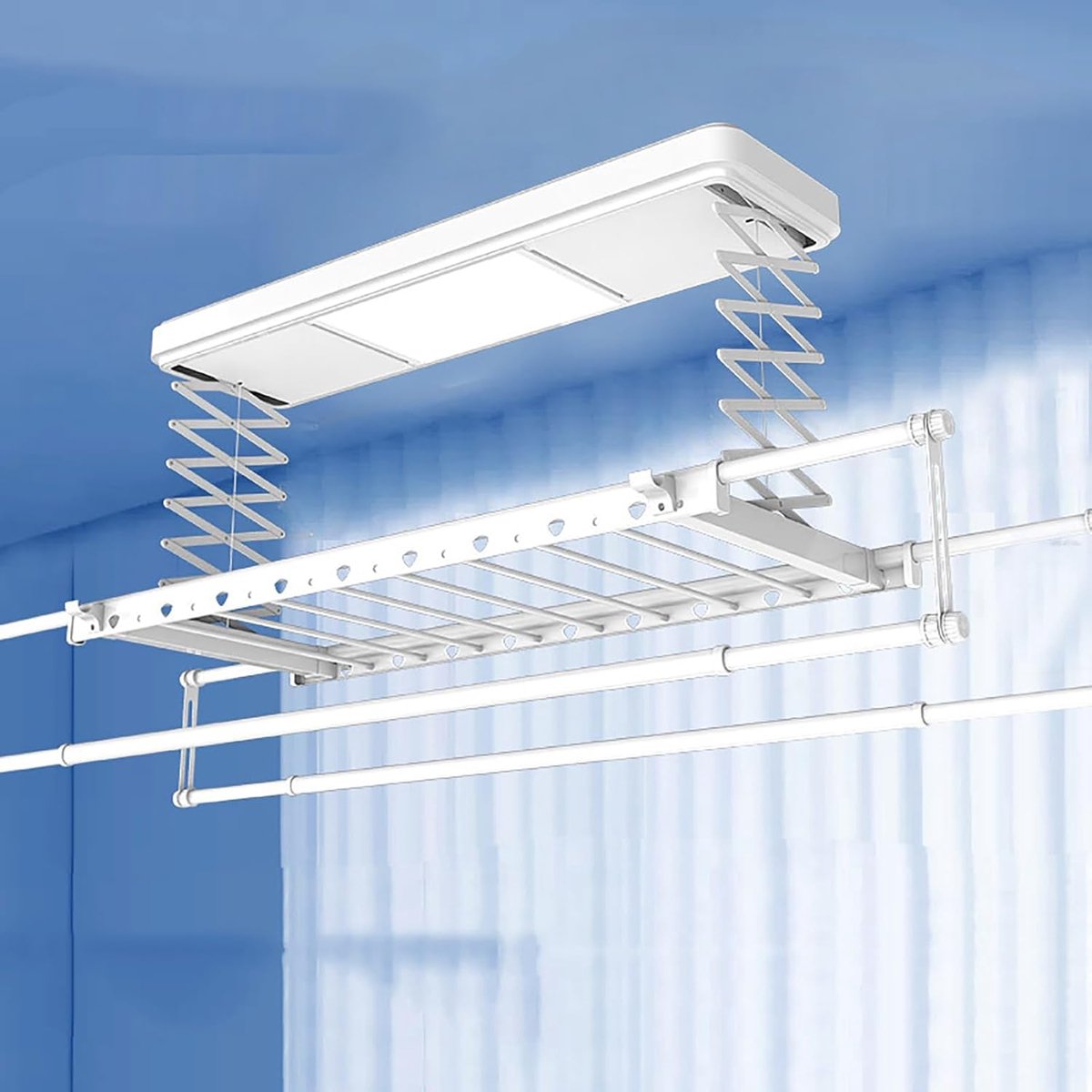 Elektrisch Droogrek Wanddroger Plafond Kleding Drogen Afstandsbediening Lift 12W Verlichting Wit