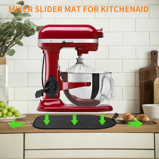 Mixer Mat - Keukenhulp Accessoire - Apparaat Verplaatsen - Inclusief Snoer Organizers - 13x7.8 Inch - Zwart — afbeelding 2