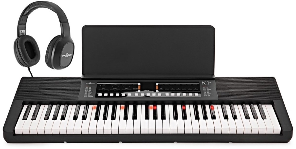 K1+ 61-toets Keyboard met Bluetooth, Toetsverlichting en Hoofdtelefoon van Gear4music