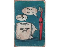 Grappige Vintage Wanddecoratie voor Badkamer: "I Hate My Job Oh Please" Metalen Bord voor Toiletruimte en Cadeau Ideeën
