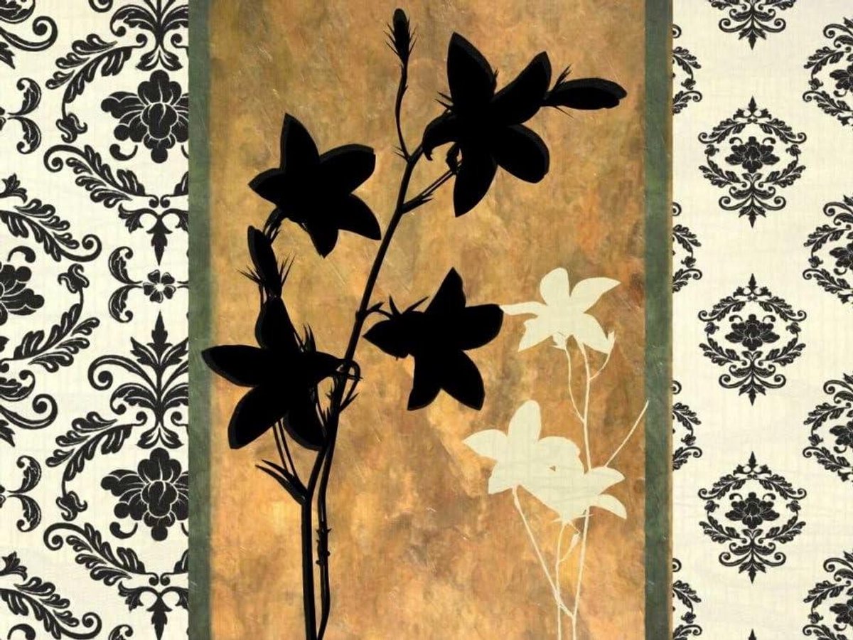 ART-PRINT-on-matte-papier-220gr- GOUDEN BOTANISCHE SILHOUETTE Greene Taylor - Bloemen horizontale afbeelding Geel Kruiden Bloemen Botanische Decoratieve Fijne kunst Print 23_X_31_in