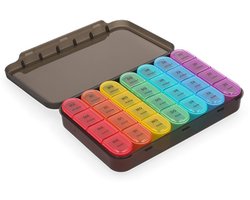 Q-Master Luxe Pillendoos 7 dagen 28 vakken - 4 vakken per dag - Ochtend/Middag/Avond/Nacht - Uitneembaar - Stevige sluiting - Medicijndoos