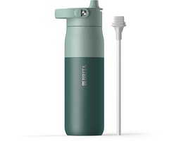 BRITA LARQ Essential drinkfles met rietje - Groen - 680ml - RVS waterfles, dubbelwandige isolatiefles (24 uur koud), met afneembaar soft-touch handvat, vaatwasmachinebestendig Image