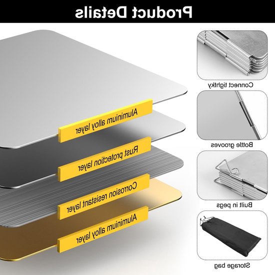 Lichtgewicht opvouwbare aluminium windscherm voor gasfornuis, bescherming tegen wind, ideaal voor kamperen, barbecue en buitenshuis koken van Merkloos — afbeelding 2