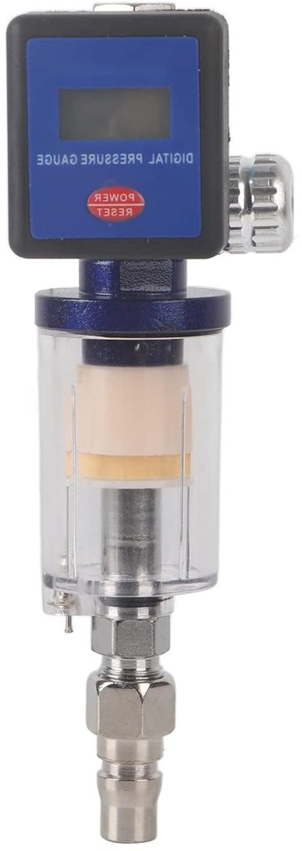 Digitale Luchtregulator voor Verfspuit, Drukregulator met Waterseparator en Corrosiebestendige Aansluiting 1/4 Inch, Perfect voor Precisiewerk en Luchtcompressoren