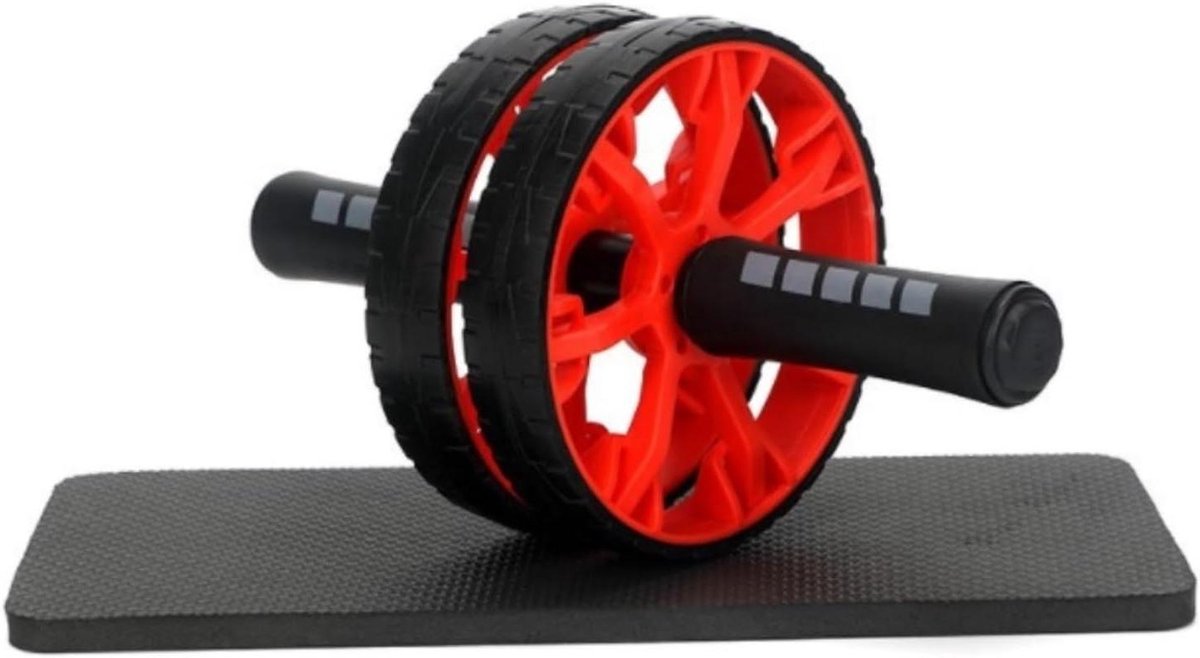 Buikspierroller Set - Workout Roller - Core Training - Extra Brede Wielen - 30x16cm - Rood
