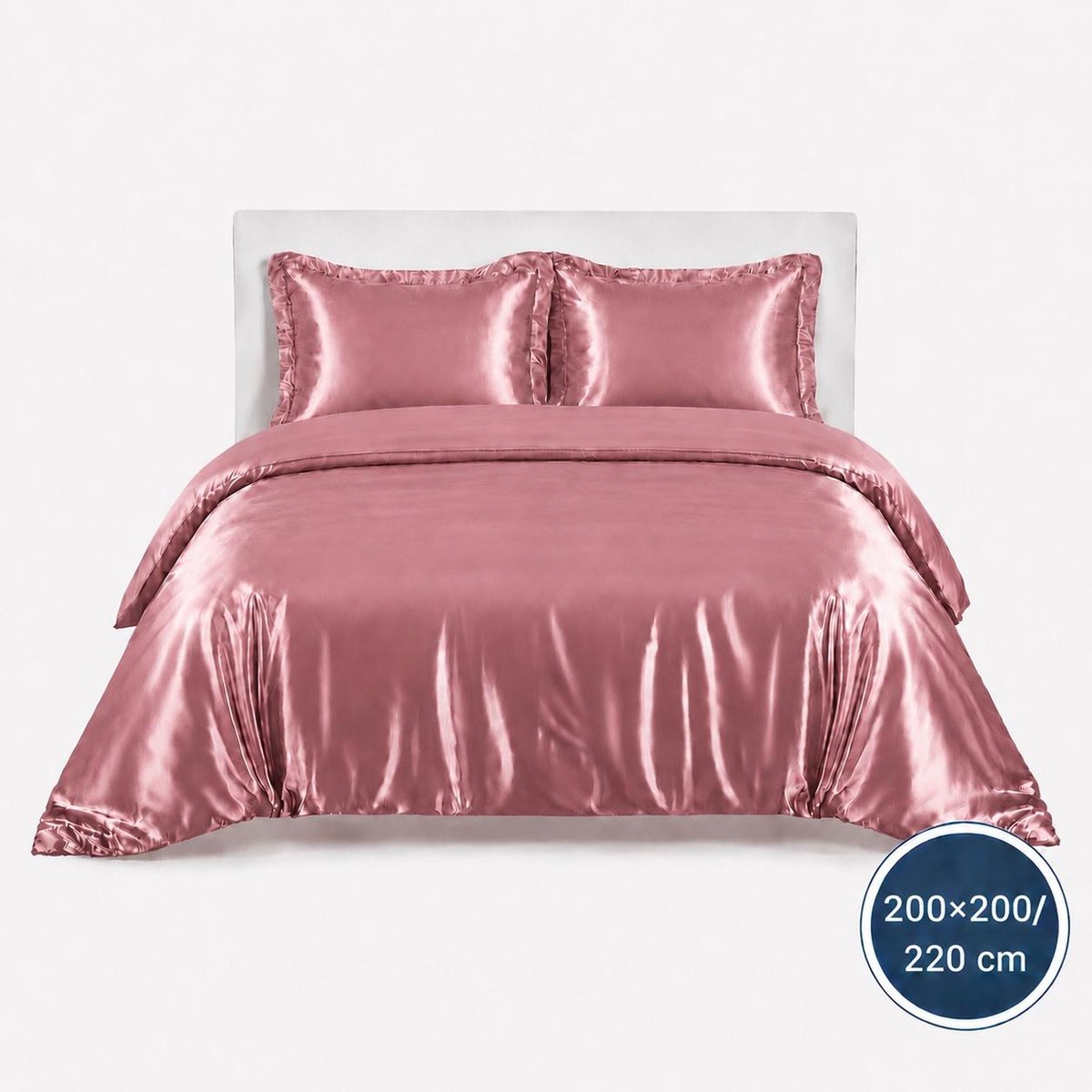 Satijnen Dekbedovertrek - Roze - 200x200/220 - Luxe & Koel - Zacht & Ademend - Incl. Kussenslopen