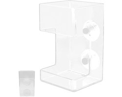 Voederbuis Aquarium - Voerdispenser Vis - Vissen Voeren - Voedselverspreiding Voorkomen - 6x6x10 cm - Transparant