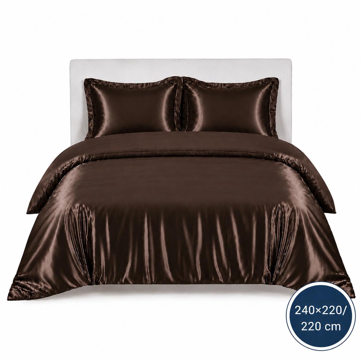Satijnen Dekbedovertrek - Bruin - 240x200/220 - Luxe & Koel - Zacht & Ademend - Incl. Kussenslopen