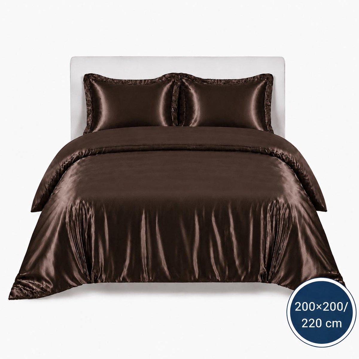 Satijnen Dekbedovertrek - Bruin - 200x200/220 - Luxe & Koel - Zacht & Ademend - Incl. Kussenslopen