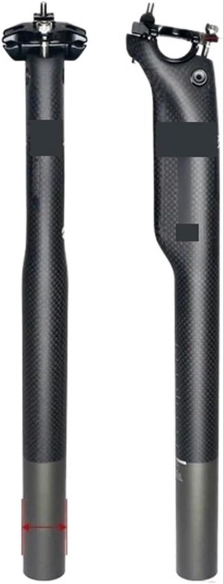 Fiets Zadelpen - Zadelbuis Carbon - Comfortabel Fietsen - Hoogte Verstelbaar - 400mm 27.2mm - Mat Zwart