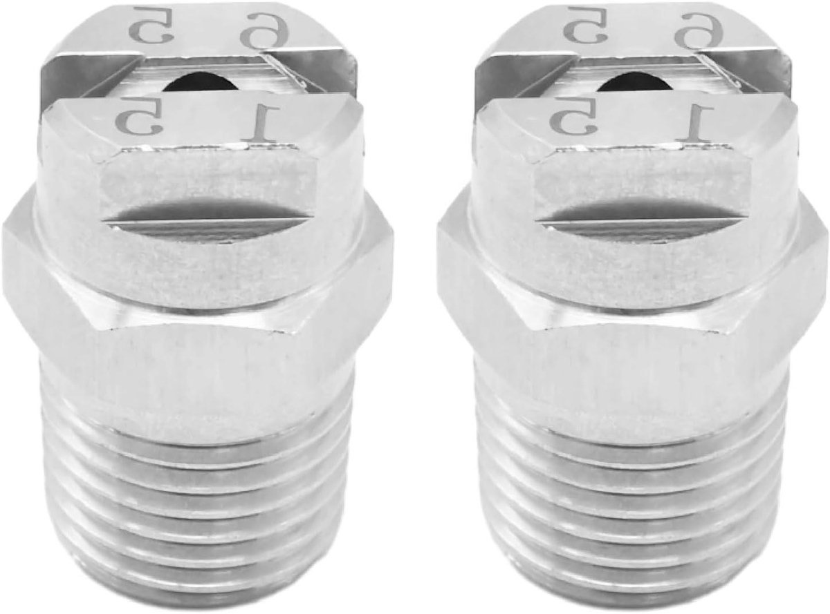 Platte ventilator spuitmond - Sproeikop set - Reinigen en bevochtigen - Roestvrij staal - 2 stuks - Zilver