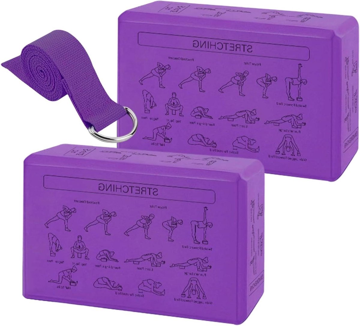 Yogablokken Set - Trainingsblokken - Houdingen Verbeteren - Antislip Oppervlak - 2 stuks - Paars