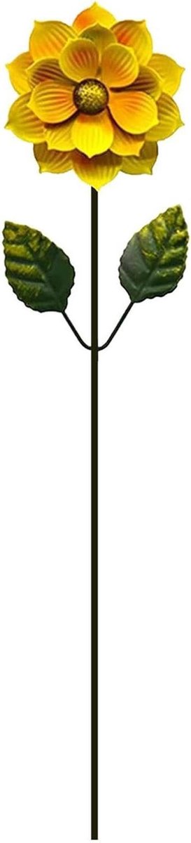 Tuinsteker Metaal - Bloem Decoratie - Tuin Verfraaien - Weerbestendig Roestvrij - 44 x 10 cm - Geel
