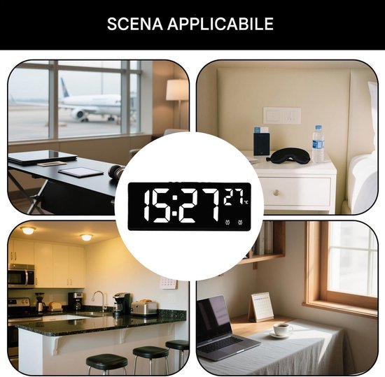 Digitale wekker - Klok met temperatuur - Slaap optimaliseren - Spraakbediening en sensor - 174 cm breed - Wit — afbeelding 5