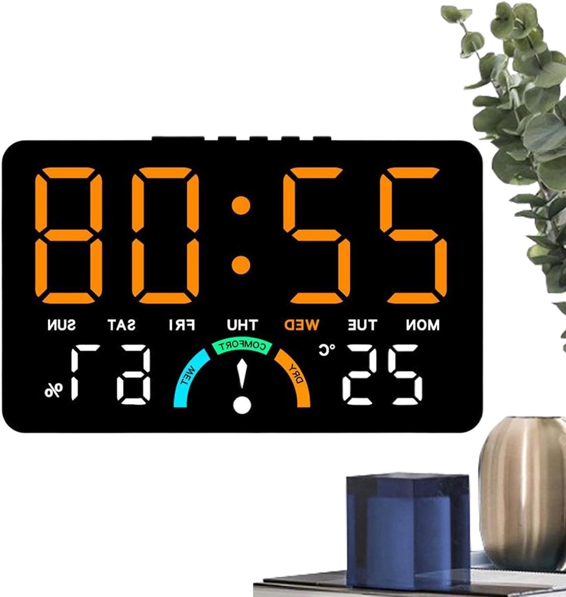 Digitale Wekker - LED Klok - Tijd Management - Temperatuur Weergave - 43mm - Zwart Oranje