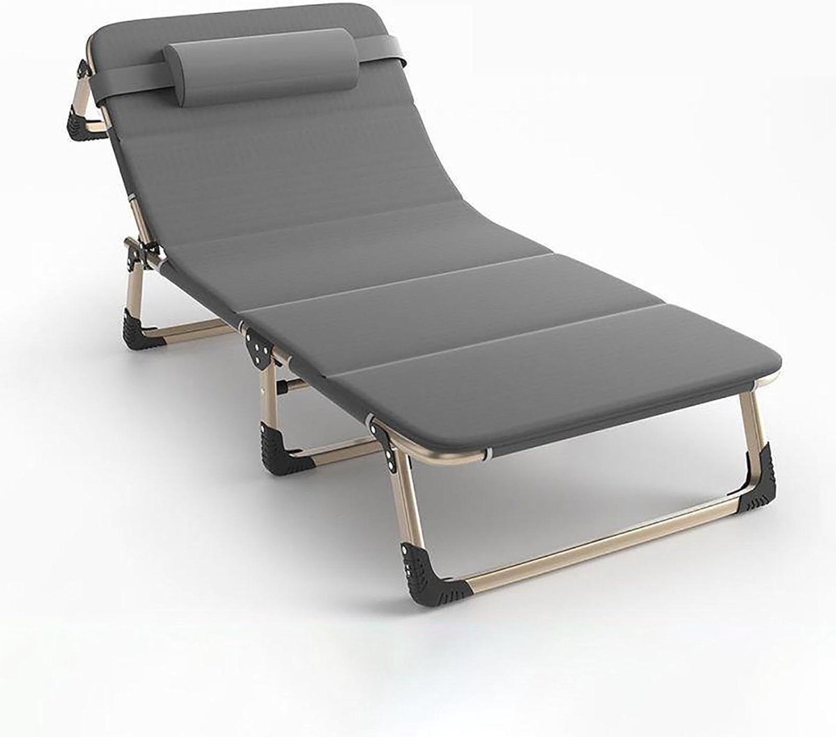 Opvouwbaar Campingbed - Loungebed Buiten - Ontspannen in Tuin - 4 Posities Verstelbaar - 190 cm Lengte - Zwart