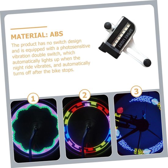 LED Spaakverlichting - Fietsverlichting Wiel - Nachtelijk Fietsen - Automatische Trillingssensor - 11 cm - Zwart — afbeelding 2