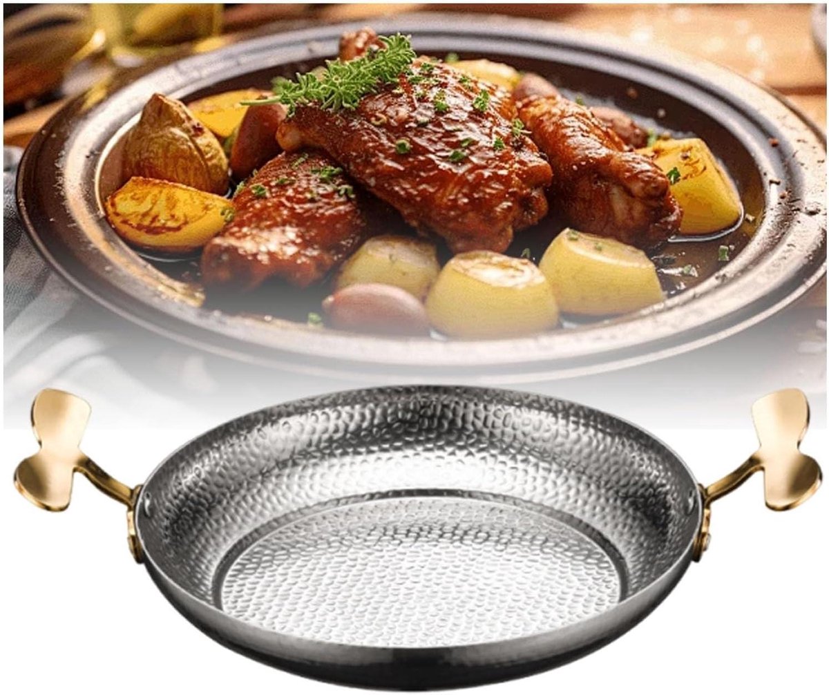 Paella pan - Kookgerei - Thuis koken - Dubbele handgrepen - Platte bodem - Zilverkleurig