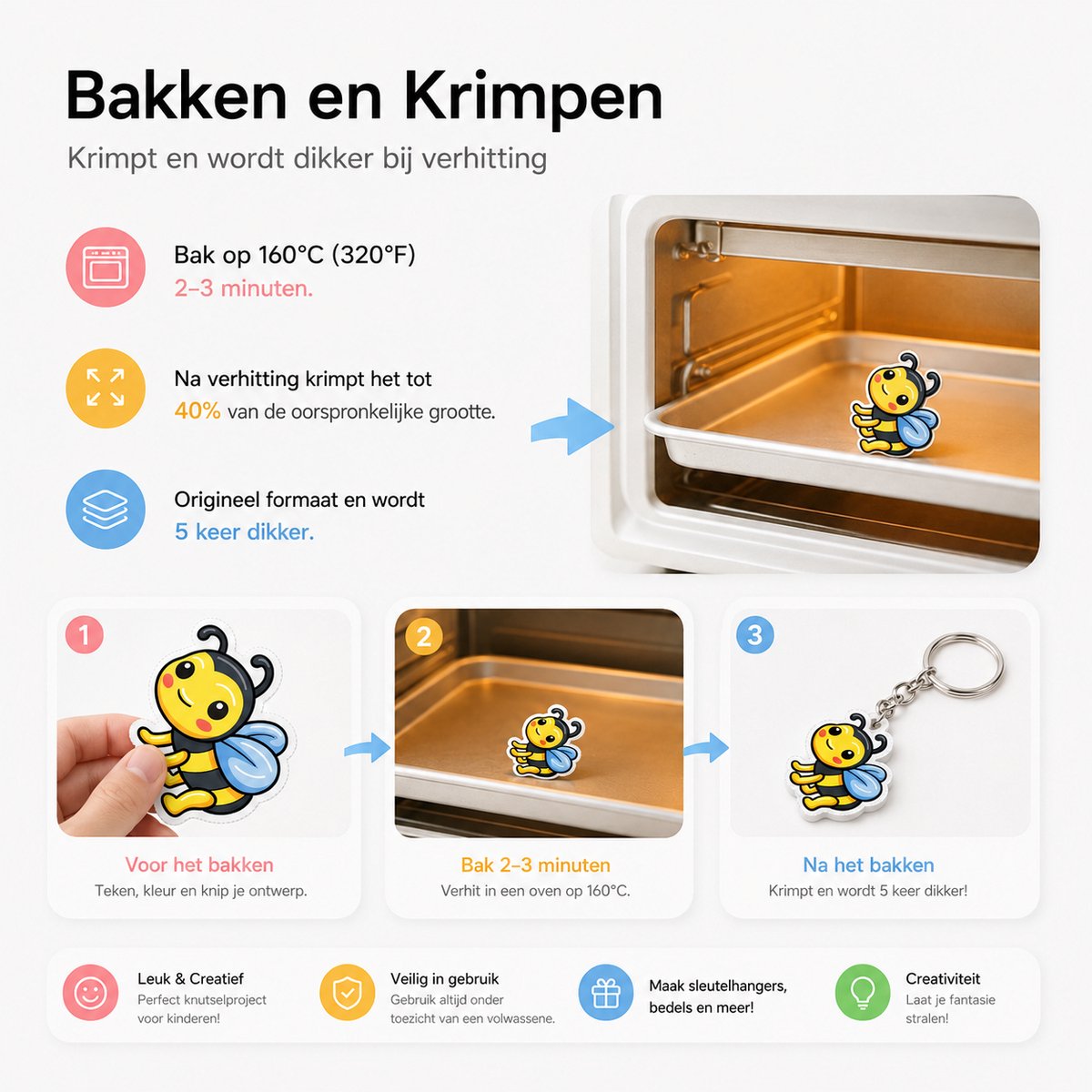 BOTC Krimpfolie set - 200-delig - Knutselen Krimpie Dimpie - Sieraden en sleutelhangers maken - Inclusief attributen en handleiding — afbeelding 3