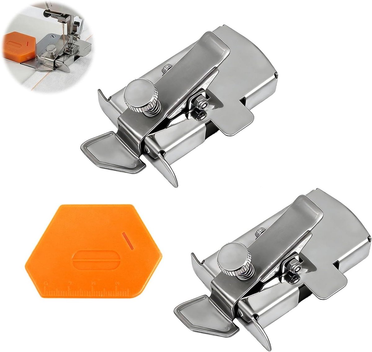 Magnetische Naaigids - Naai-accessoires - Recht Naaien - Verstelbaar Ontwerp - 3 Stuks - Zilver en Oranje