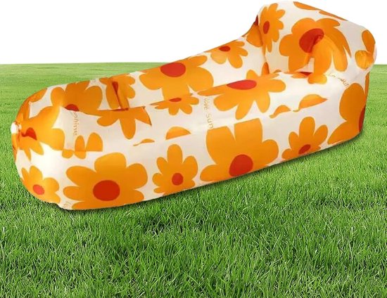 Opblaasbare bank - Luchtbank stoel - Buiten ontspannen - Snel opblaasbaar - 240 x 70 cm - Zon Bloem Geel — afbeelding 4