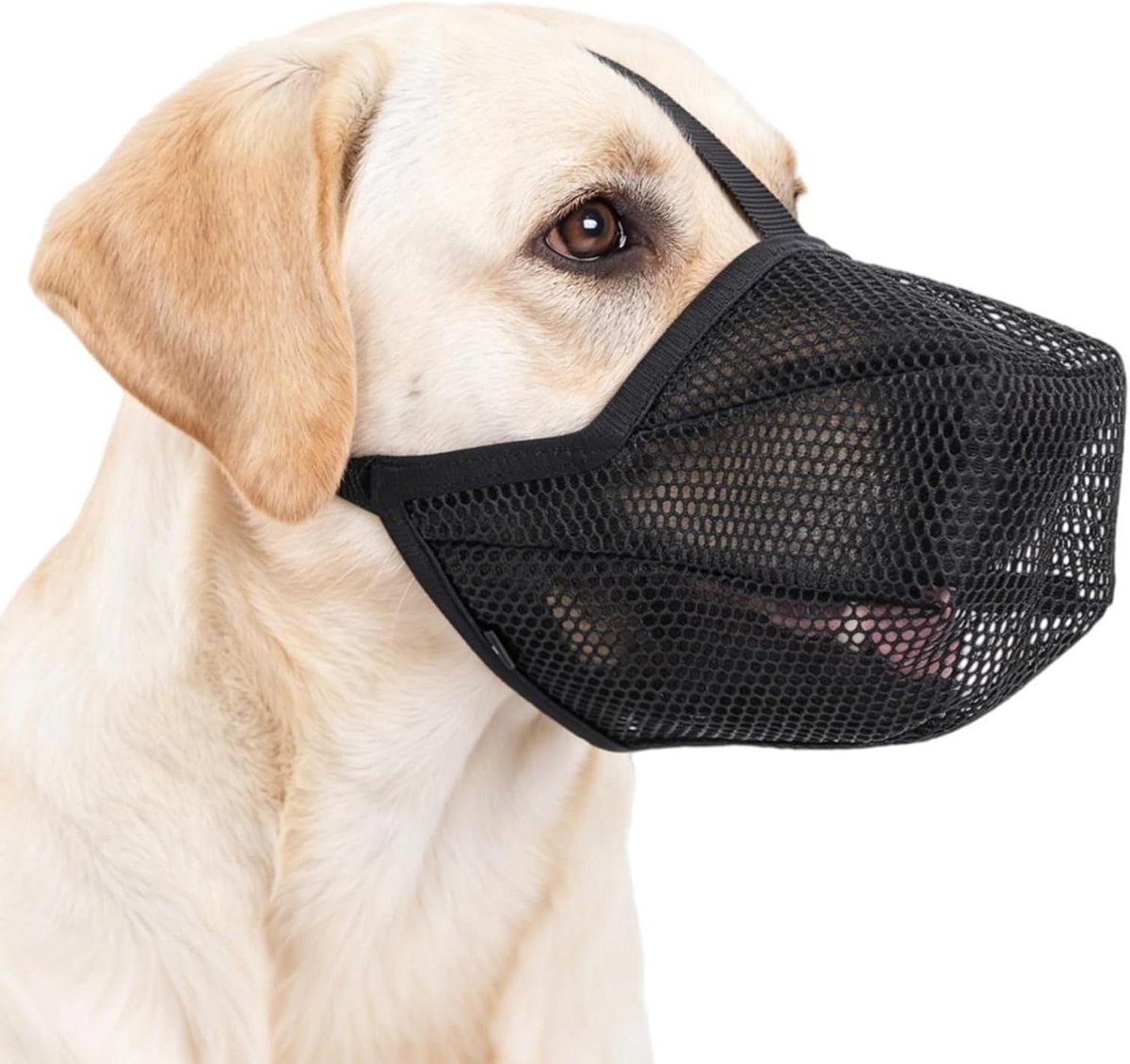 Honden muilkorf - Verstelbare snuit - Veilig transport - Ademend mesh materiaal - Maat L - Zwart