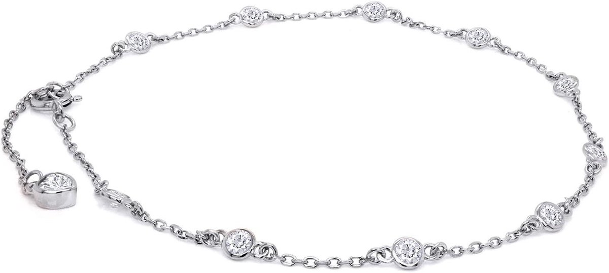 Dames Enkelband - Zilveren Armband - Stijlvol Versieren - Moissaniet Diamant - 22.9 cm - Goudkleurig