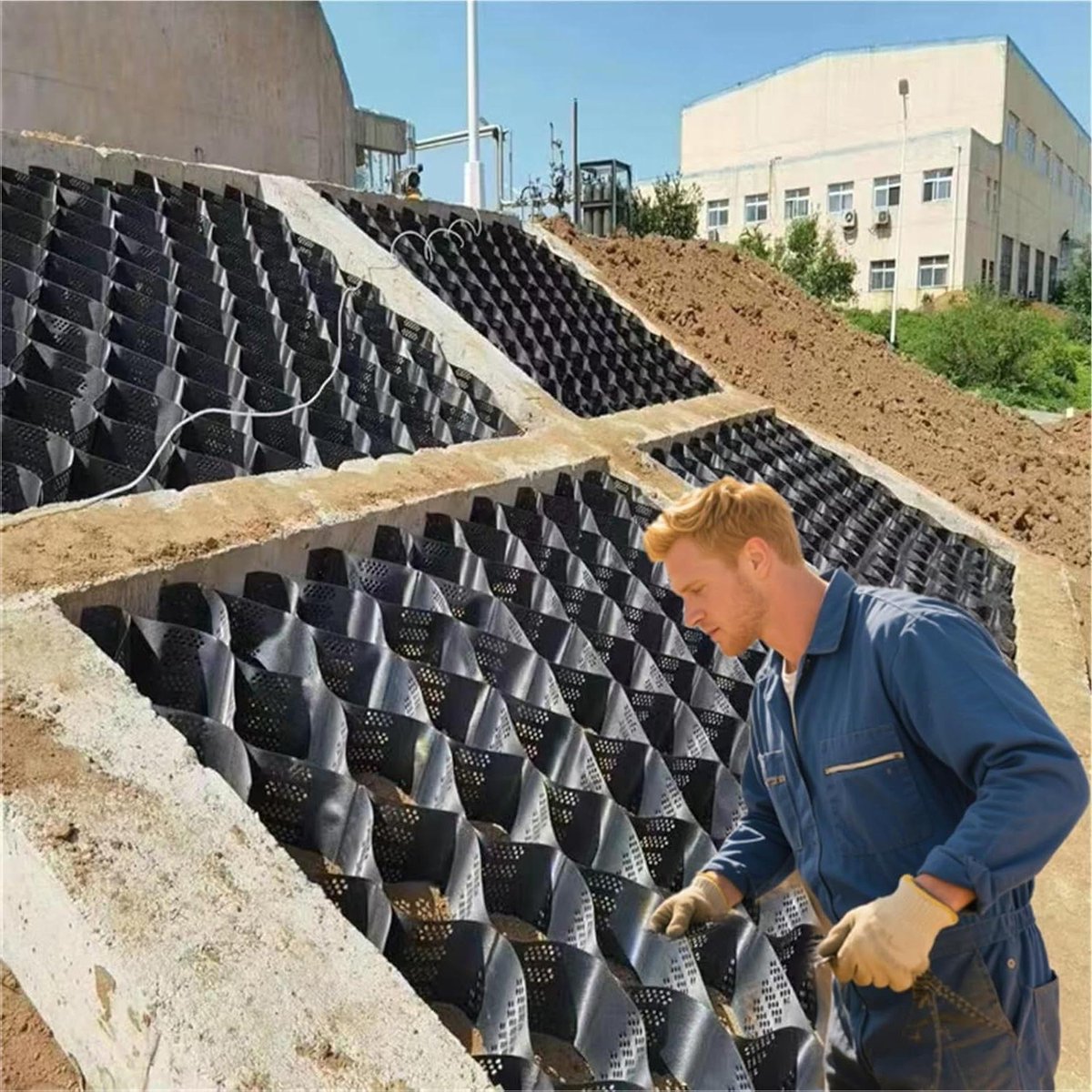 Grindtegels Voor Buiten - Vloer Stabilisator - Opritten Aanleggen - Hoge Draagkracht - 3 x 7 m - Zwart