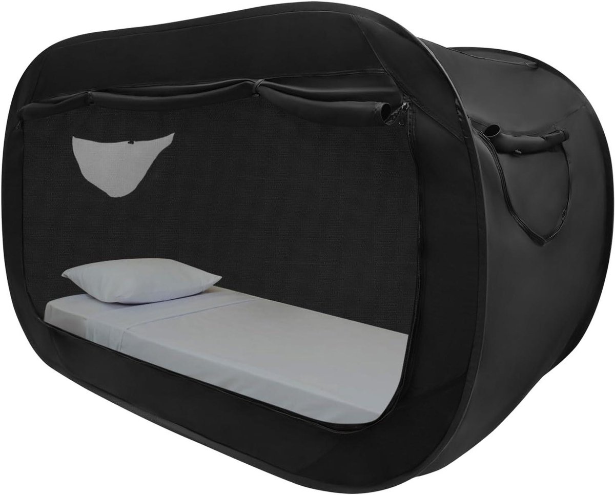 Veldbed met tent - Kampeerbed slaaptent - Comfortabel slapen - Insectenwerend ontwerp - 190 x 90 cm - Zwart