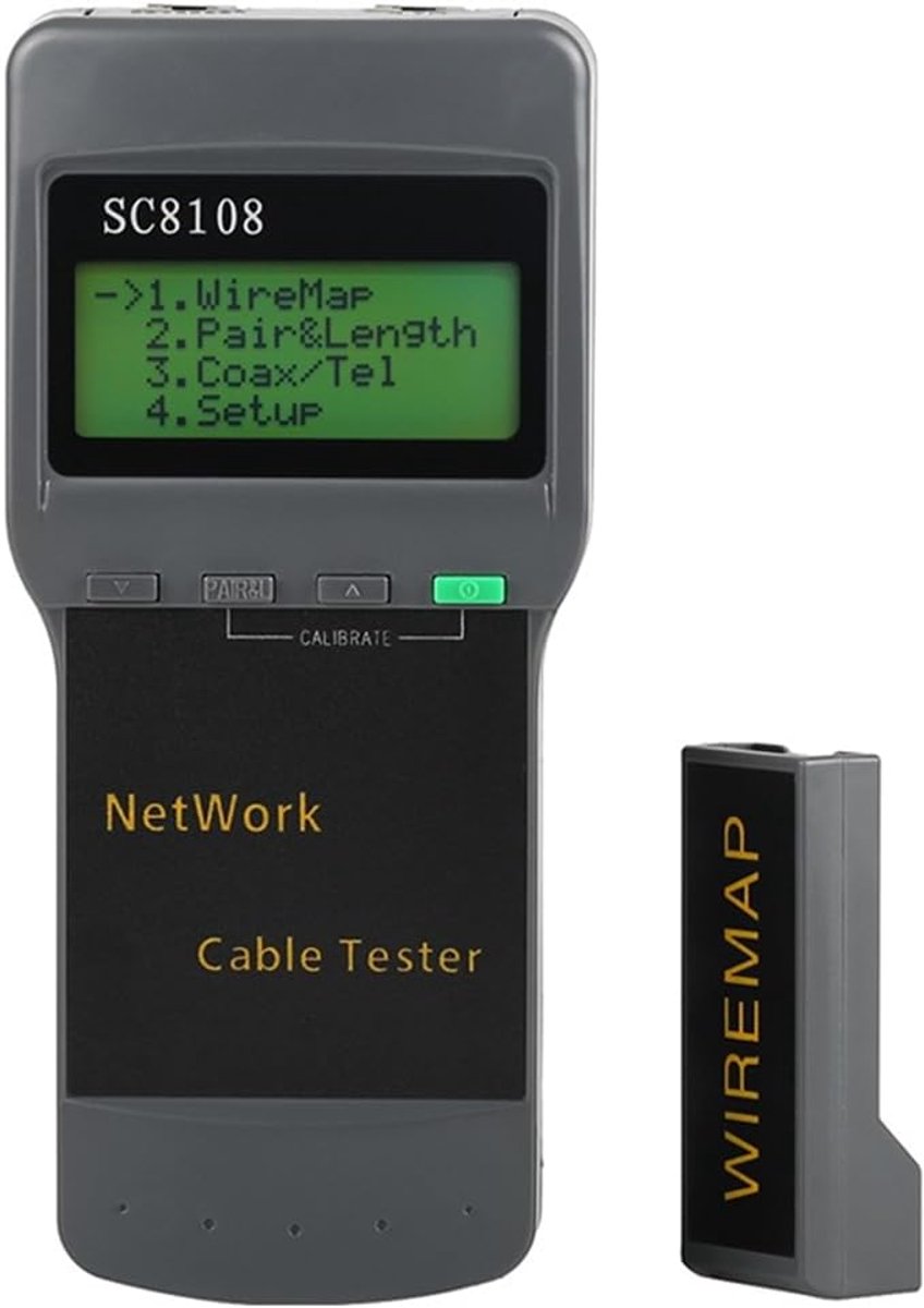 Netwerk Kabel Tester - LAN Tester Meter - Netwerk Installatie - Meet Lengte Kortsluiting - 98% Nauwkeurigheid - Zwart
