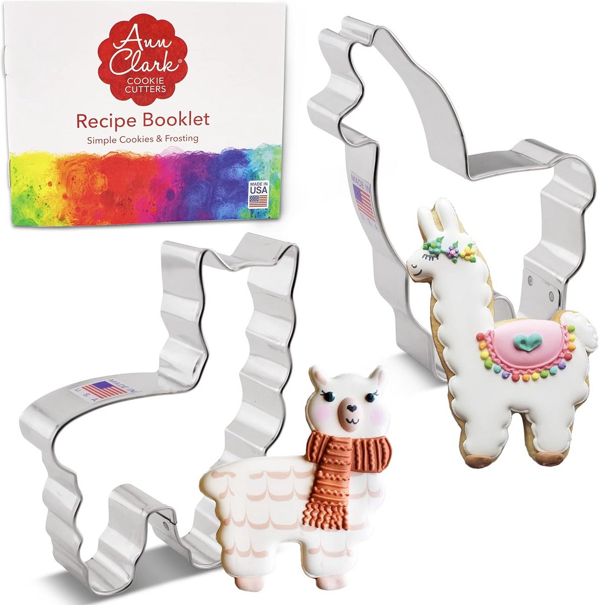 Set van 2 Lama Alpaca Koekjessnijders met Receptenboek